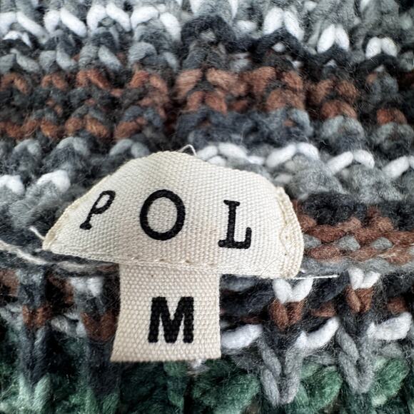 POL Striped Oversized Chunky Boho Knit Fringe Tassel Cardigan Women's Size M - Picture 9 of 12